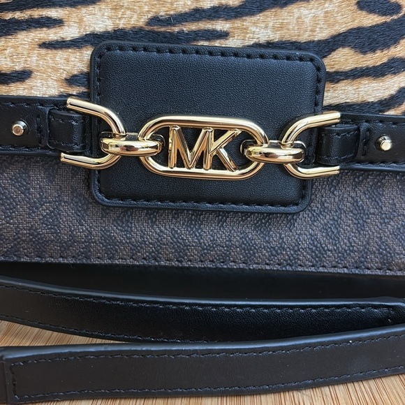 Michael Kors NWT Heather Tiger Calf Hair Leather Logo Crossbody Bag MSRP $398 - Picture 8 of 17